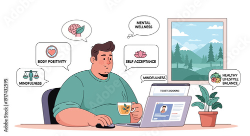 Mental Wellness and Self Acceptance for a Healthy Lifestyle and Positive Mindset