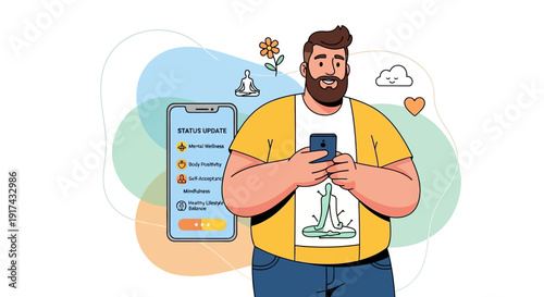 Man using smartphone application for tracking personal health and wellness goals