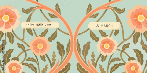 Floral illustration celebrating international women s day on march 8th