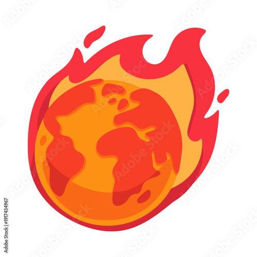 Earth Ablaze A Stylized Depiction of Global Warming and Environmental Disaster