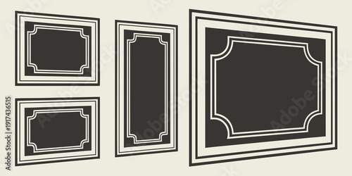 A collection of four decorative frames with unique designs and sizes.