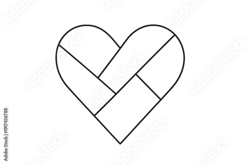 Geometric Heart Design. Geometric contour heart. Minimalistic one-line drawing heart with segmented linear