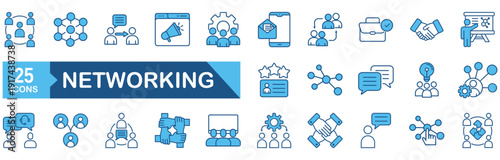 Networking icon set. icon set vector illustration concept for network, human relationships, seminar, social, connection, community, meeting