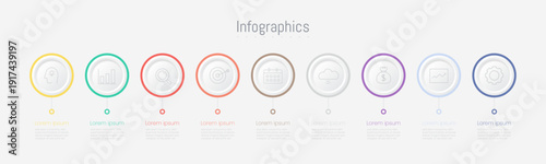 Infographic 9 options design elements for your business data. Vector Illustration.