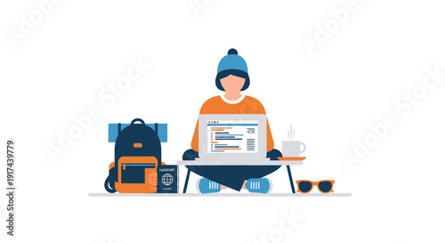 Online Learning and Digital Study Illustration