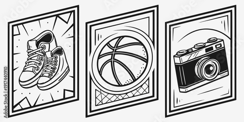 Three vintage trading cards featuring a skier, basketball, and vintage car.