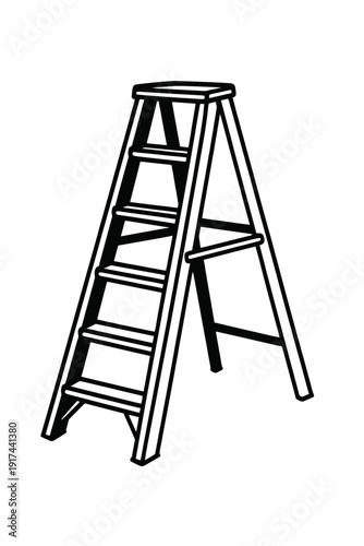 Essential and durable A-frame step ladder illustration, ideal tool for home improvement, construction, and DIY projects, featuring multiple non-slip steps and a sturdy top platform