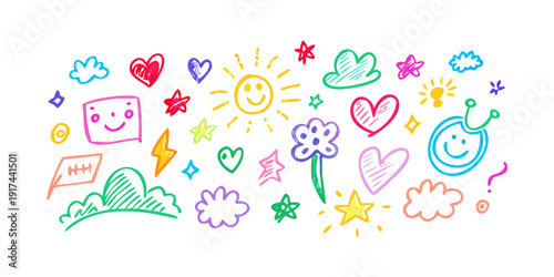 A vibrant collection of diverse and colorful heart and star symbols.