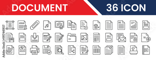 Document Vector Set Featuring Files, Papers, Folders, and Office Document Elements for Web and App Design