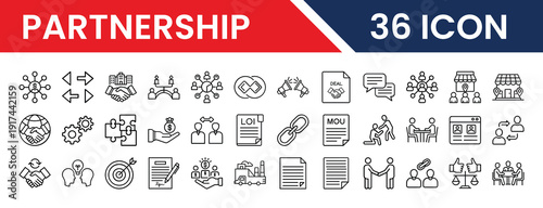 Partnership and collaboration icons for business and networking purposes