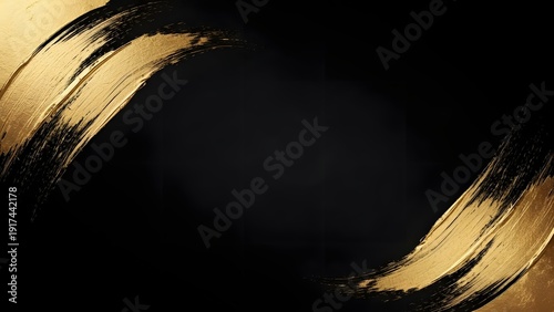 Elegant abstract background with golden brush strokes on a black canvas luxury design