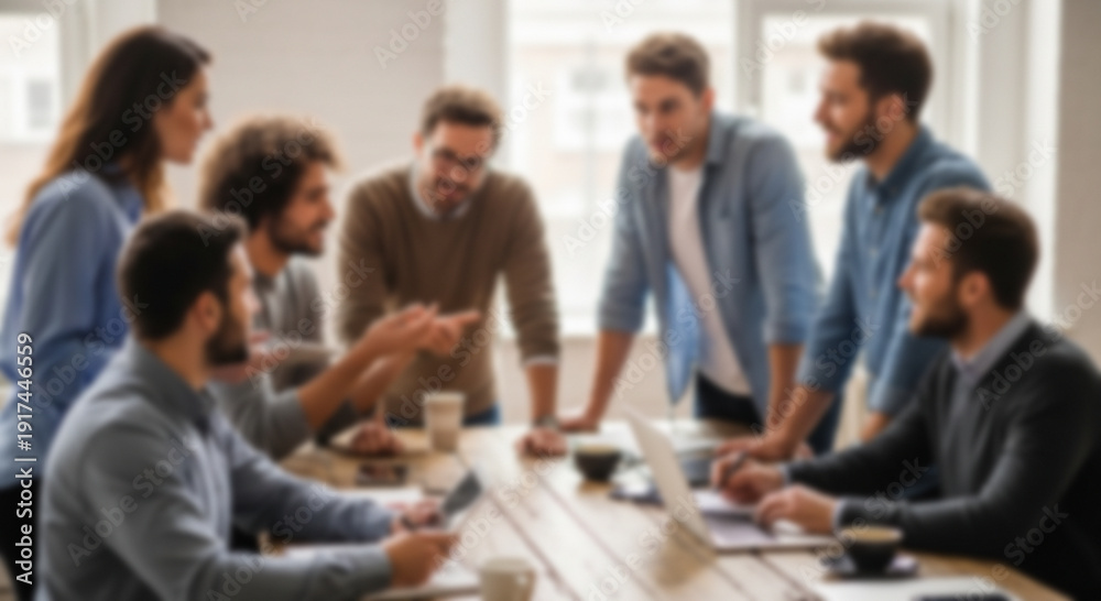 Fototapeta premium Blurred image of a business presentation in a modern conference room