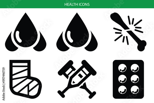 Minimalist health icons set for medical and wellness design vector 