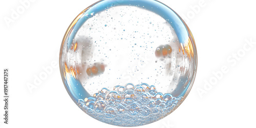 A detailed image of a translucent bubble filled with smaller bubbles on a black background