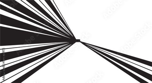 Abstract black and white lines converging to a point