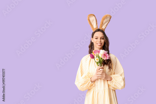 Happy young woman in Easter...