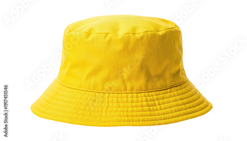 Yellow bucket hat on a transparent background, side view