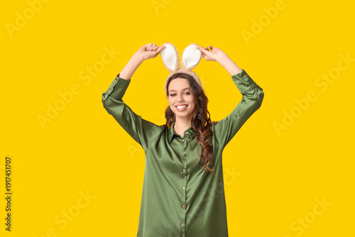 Happy young woman in Easter...