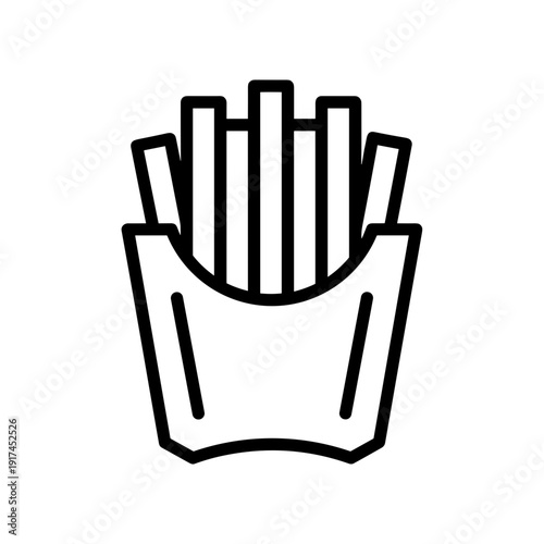 French Fries Line Icon Fast Food Outline Illustration