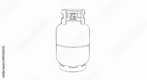 A sketch of a propane gas cylinder with a valve and base on a white background