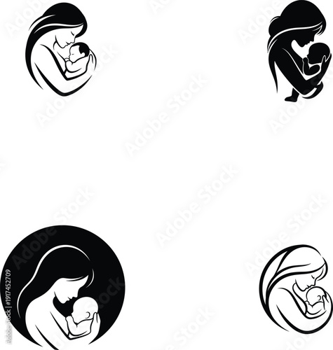 Heartwarming mother's day illustrations of mothers and children