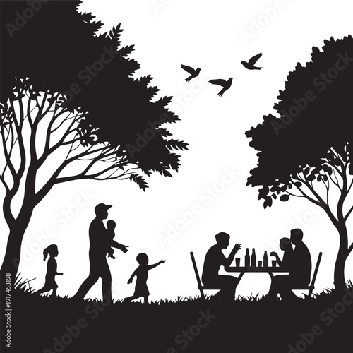 silhouettes of people working group of Happy people

