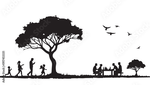 silhouettes of people working group of Happy people
