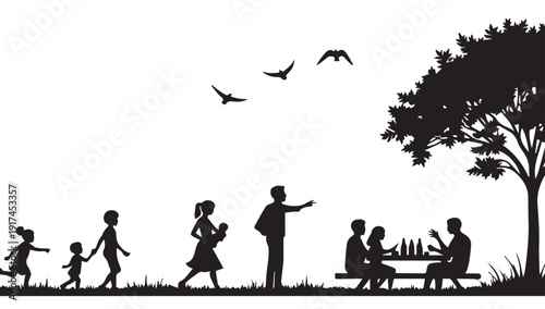 silhouettes of people working group of Happy people
