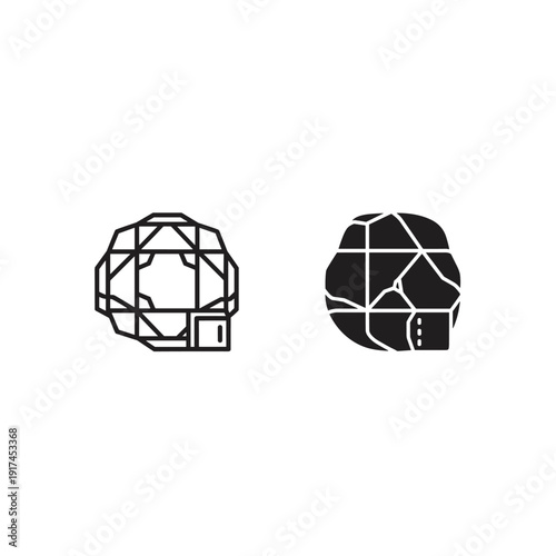 Technical drawings of a gemstone from different angles Vector