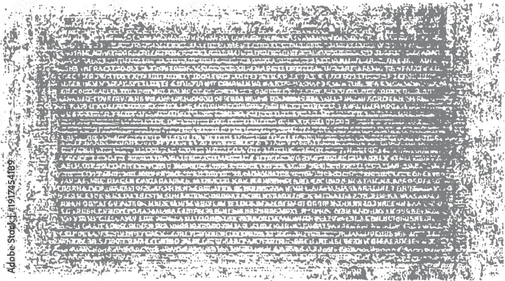 Obraz premium Distressed grey text pattern on white background with textured edges
