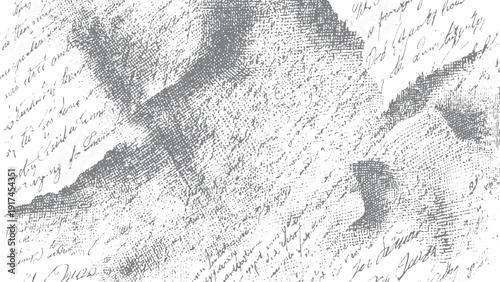 Faded grey handwritten script texture with dotted pattern overlay white handwriting