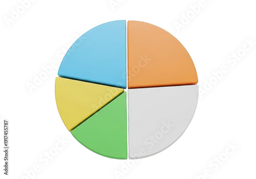 Free Download Colorful pie chart with five segments isolated on transparent background - GFXLoad
