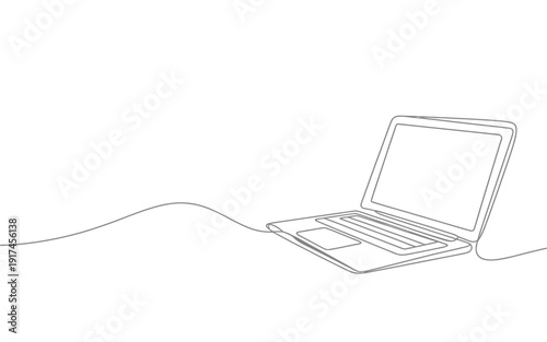 Modern Laptop Computer Continuous Line Art