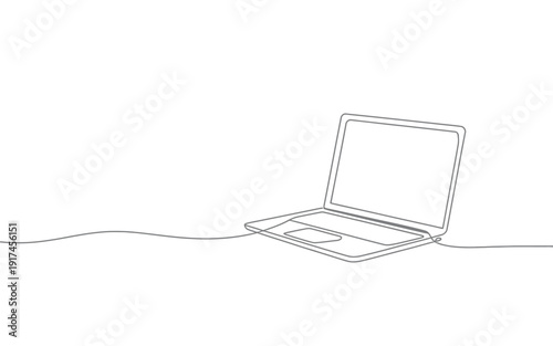 Minimalist Laptop One Line Drawing for Technology