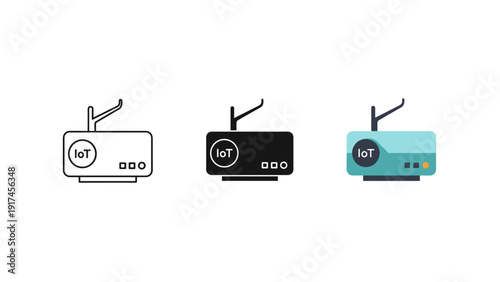 Three routers with different colors and designs Vector