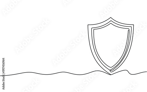Continuous Line Art of a Single Line Security Shield Icon