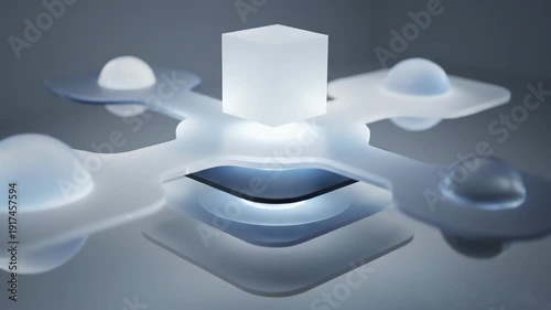 Wallpaper Mural A captivating abstract animation featuring translucent geometric shapes that glow and reflect on a sleek surface, creating a futuristic and modern visual. Torontodigital.ca