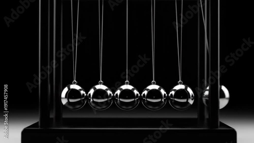 Wallpaper Mural A classic Newton's Cradle toy in action, illustrating the fundamental laws of physics and mechanics. Torontodigital.ca