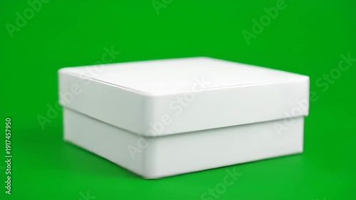 Wallpaper Mural A clean white square box with a lid slowly rotates against a bright green screen, ideal for showcasing products, gifts, or packaging designs with easy chroma key removal. Torontodigital.ca
