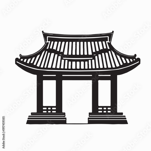 Asian Korean Temple Gate Logo Design on White Background