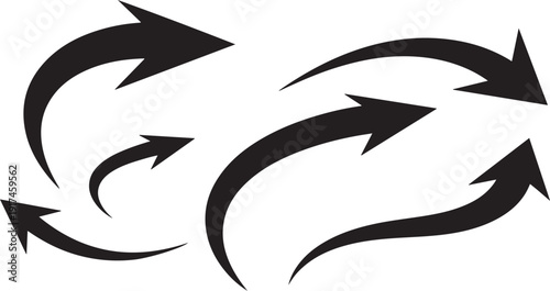 Black Arrows Pointing in Different Directions on White Background