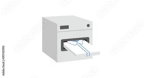 White Laser Printer Printing Paper Sheets.