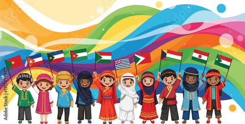 Diverse group of children from different cultures.