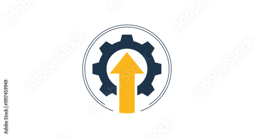 Yellow Arrow Up Inside Gear Icon.