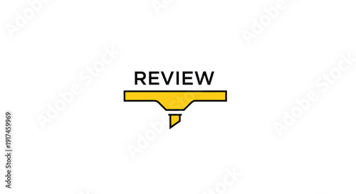 Yellow Review Sign with Text.