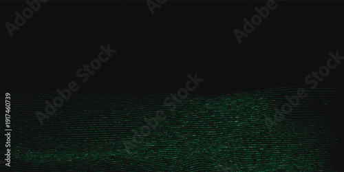 Abstract green glitch vector background with horizontal stripes and noisy texture on black. Modern digital effect for posters, web graphics, and creative design. Eps10