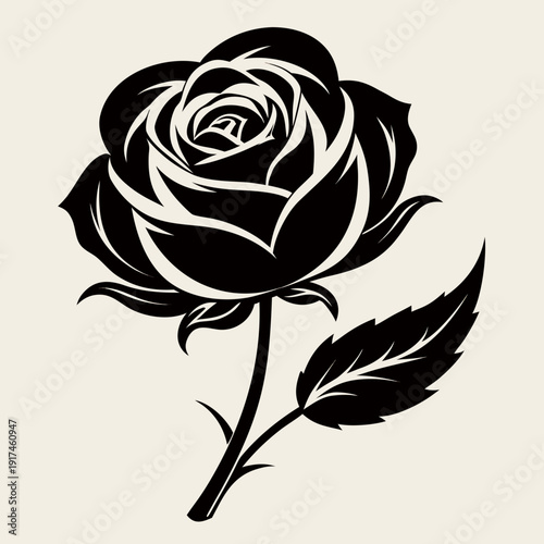 Black Rose Silhouette Vector Illustration Isolated