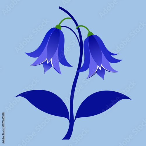 Blue Bell Flower Vector Illustration on Soft Background