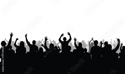 Crowd People Silhouette Set – Large Group Human Silhouettes Vector Collection