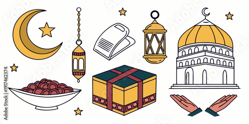 Diverse religious symbols and items representing various faiths and cultures